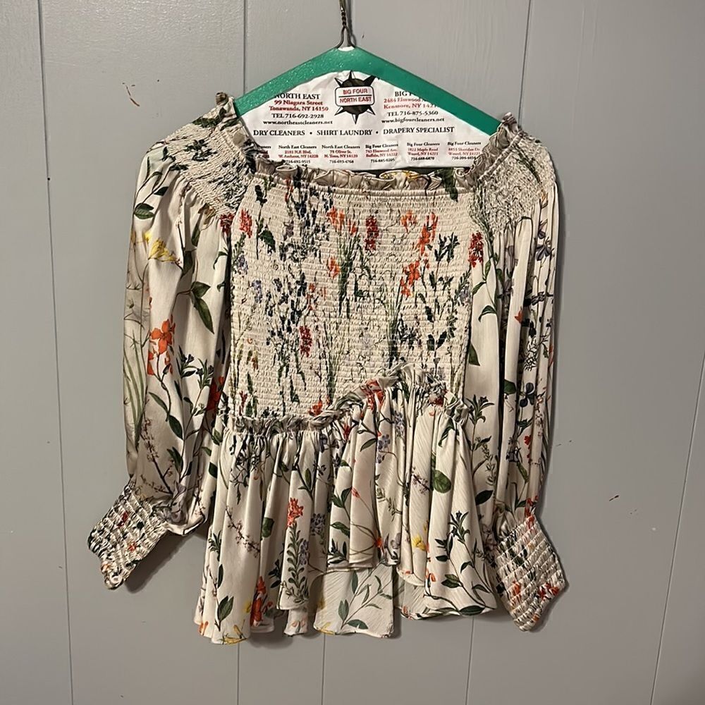 Alexis Smocked Floral Blouse Size Medium